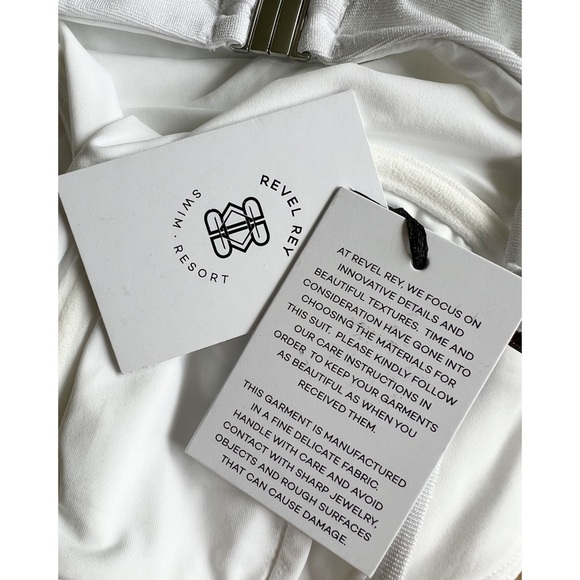 Nwt Revel Rey Ezra One Piece Swimsuit in Iridescent Metallic Barbiecore White - Picture 8 of 10